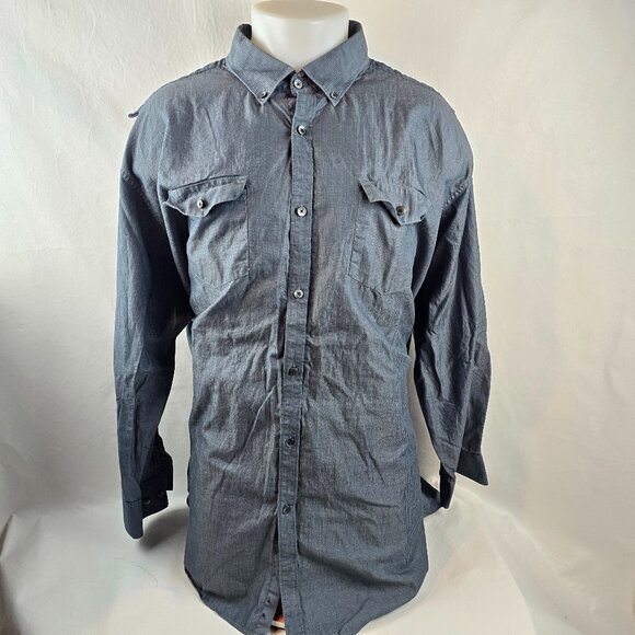 Calvin Klein Men's 4XL Long Sleeve Button Down Shirt Blue Double Chest Pockets - Picture 1 of 8